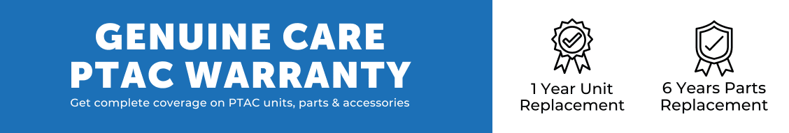 A blue banner with the words " care warranty."